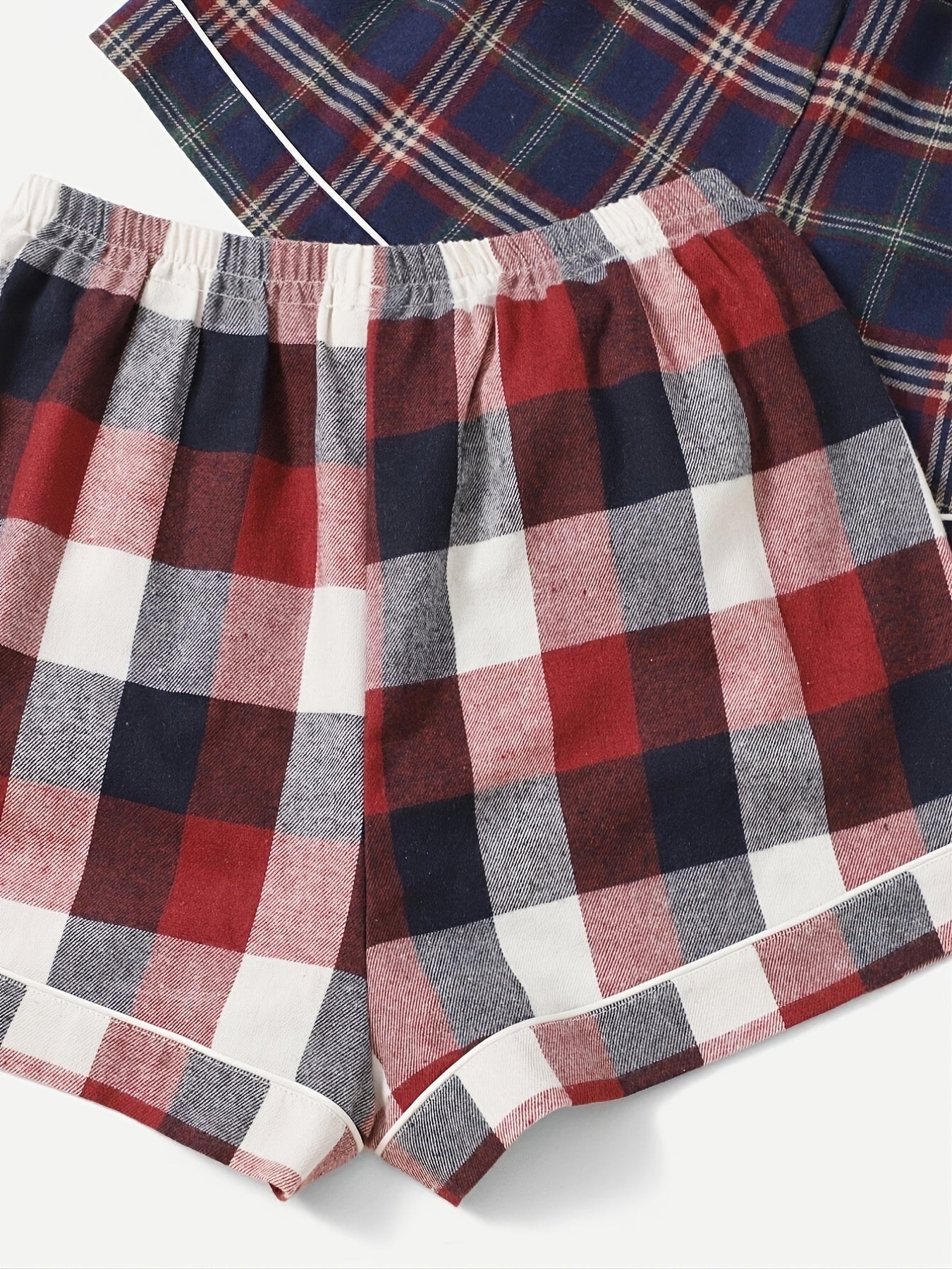 3-Pack Women's Red Plaid Tie Front Sleep Shorts