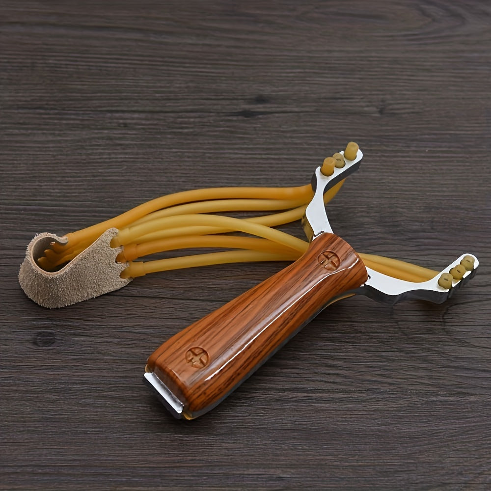 Wood Grain Zinc Alloy Slingshot for Practice and Outdoor Fun Play