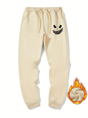 Men s Monster Smile Print Drawstring Fleece Sweatpants