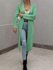  Solid Ribbed Long Sleeve Cardigan