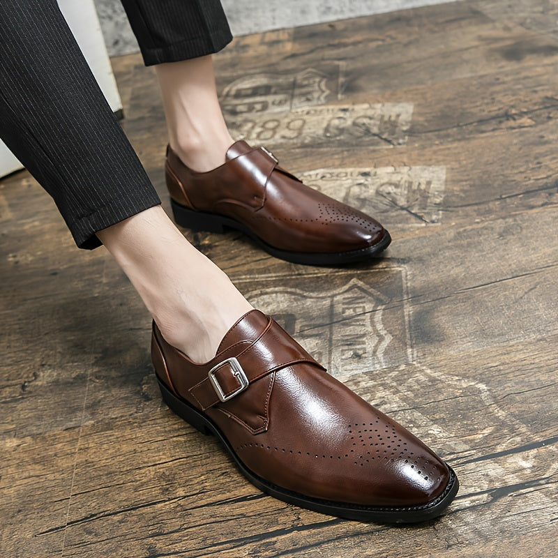 Men's Brogue Single Monk Strap Loafer Shoes
