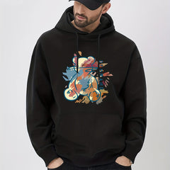 Cartoon Bear Print Hoodie Men's Graphic Pullover Hoodie