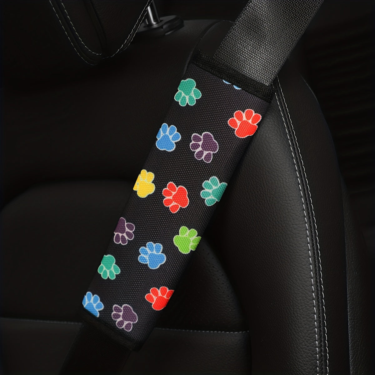 Colorful Dog Paw Print Car Seat Belt Shoulder Pad Cover