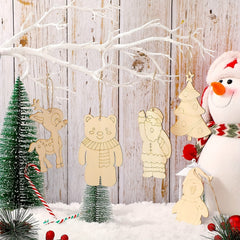 10pcs Unfinished Wooden Christmas Ornaments To Paint Holiday Decor