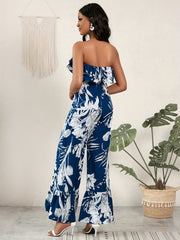 Floral Off Shoulder Jumpsuit High Waist Vacation Wear