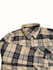  Plaid Print Long Sleeve Button Up Shirt