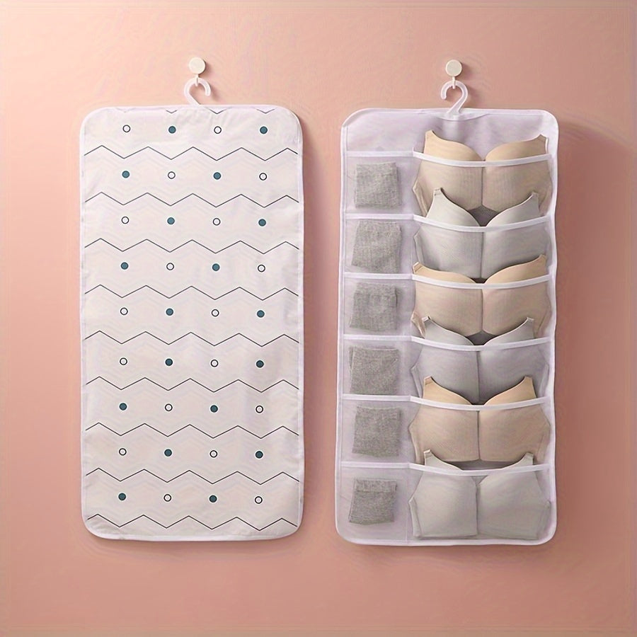 3pcs Hanging Underwear Bags With Grids Large Capacity Shelf Storage Bags