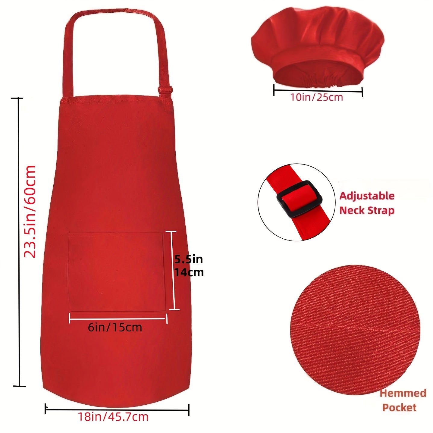 Kids Apron and Chef Hat Set Skincare-Friendly with Pockets