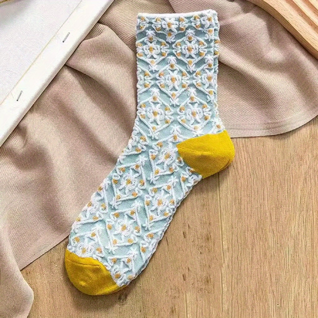5 Pairs Girls Kids Sweat Absorbent Crew Socks Spring Autumn