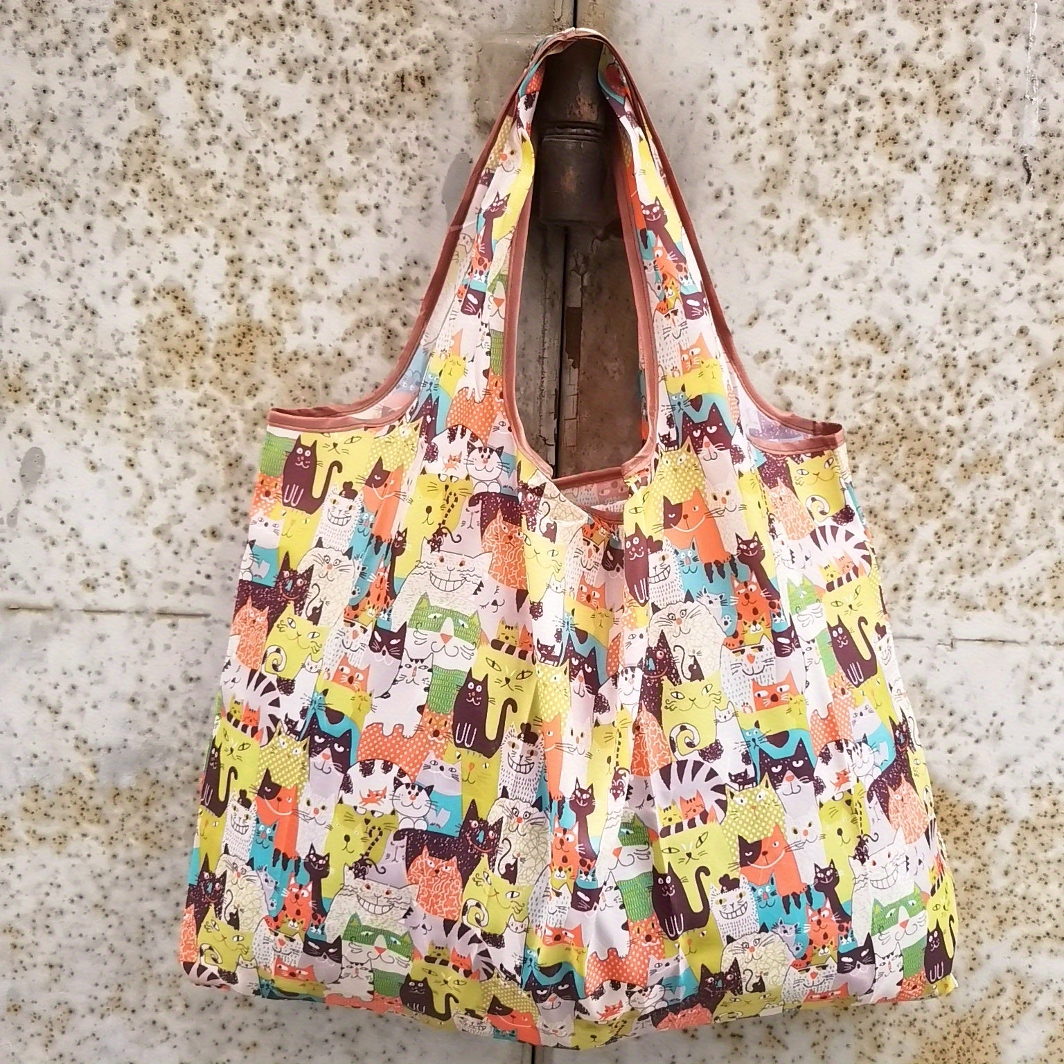 Cartoon Print Tote Shoulder Bag Lightweight Shopping Bag