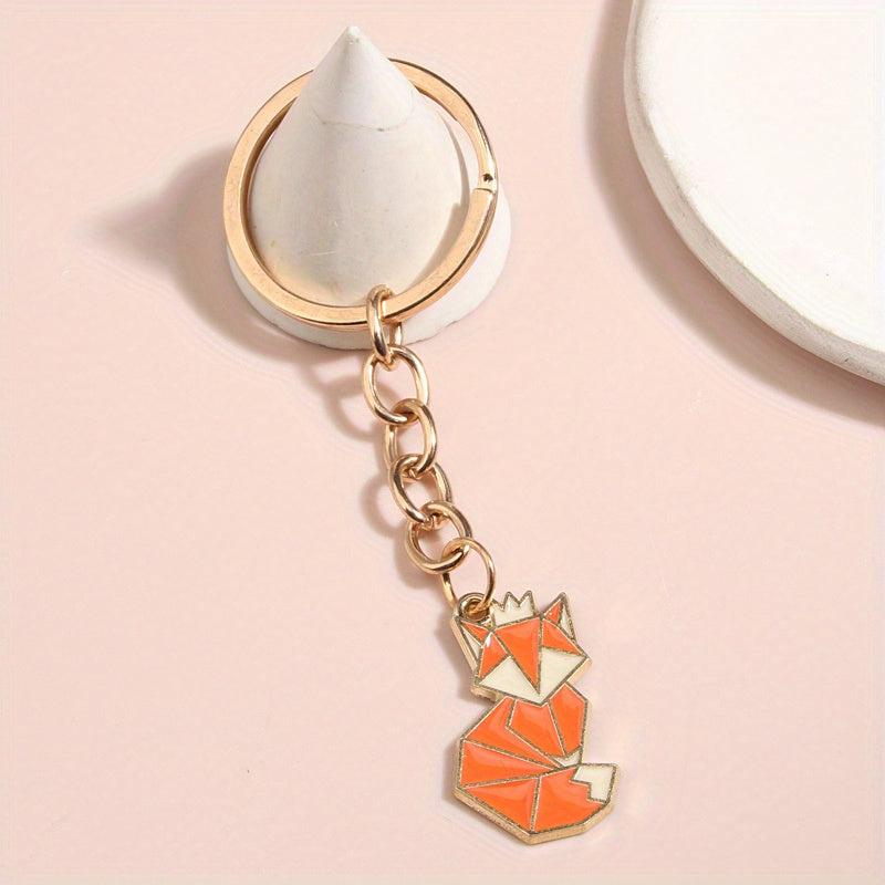 Geometric Animal Keychain Cartoon Key Ring Purse Bag Backpack Charm