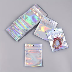 50pcs Transparent Laser Colorful Storage Bag for Small Objects