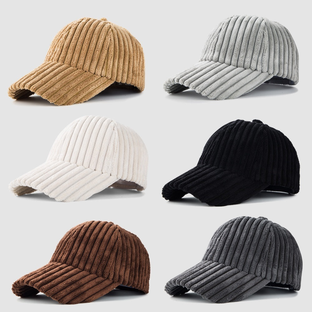 Casual Striped Teddy Thermal Baseball Cap