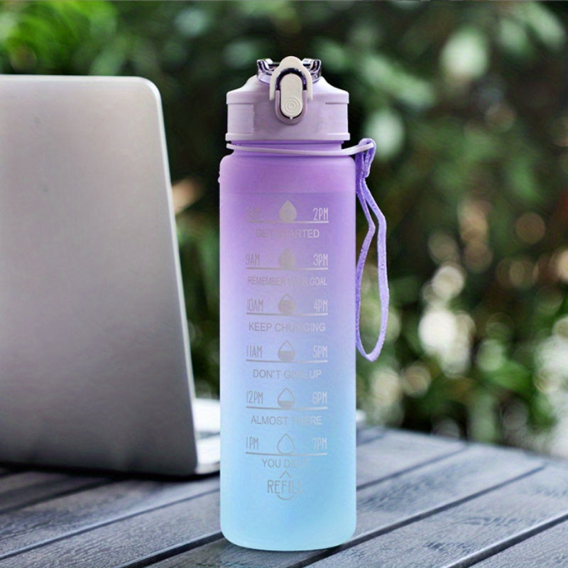 32oz Leakproof Water Bottle with Time Marker and Straw