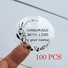 Custom Floral Wreath Transparent Stickers, Personalized Labels