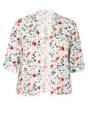 Plus Floral Print Half Sleeve Open Front Cardigan