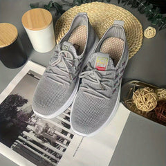 Women's Breathable Knit Sports Shoes Lace Up Low Top Running Sneakers