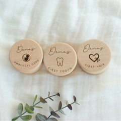 Personalized Wooden Keepsake Box for Baby's First Hair, Umbilical Cord, & Milk
