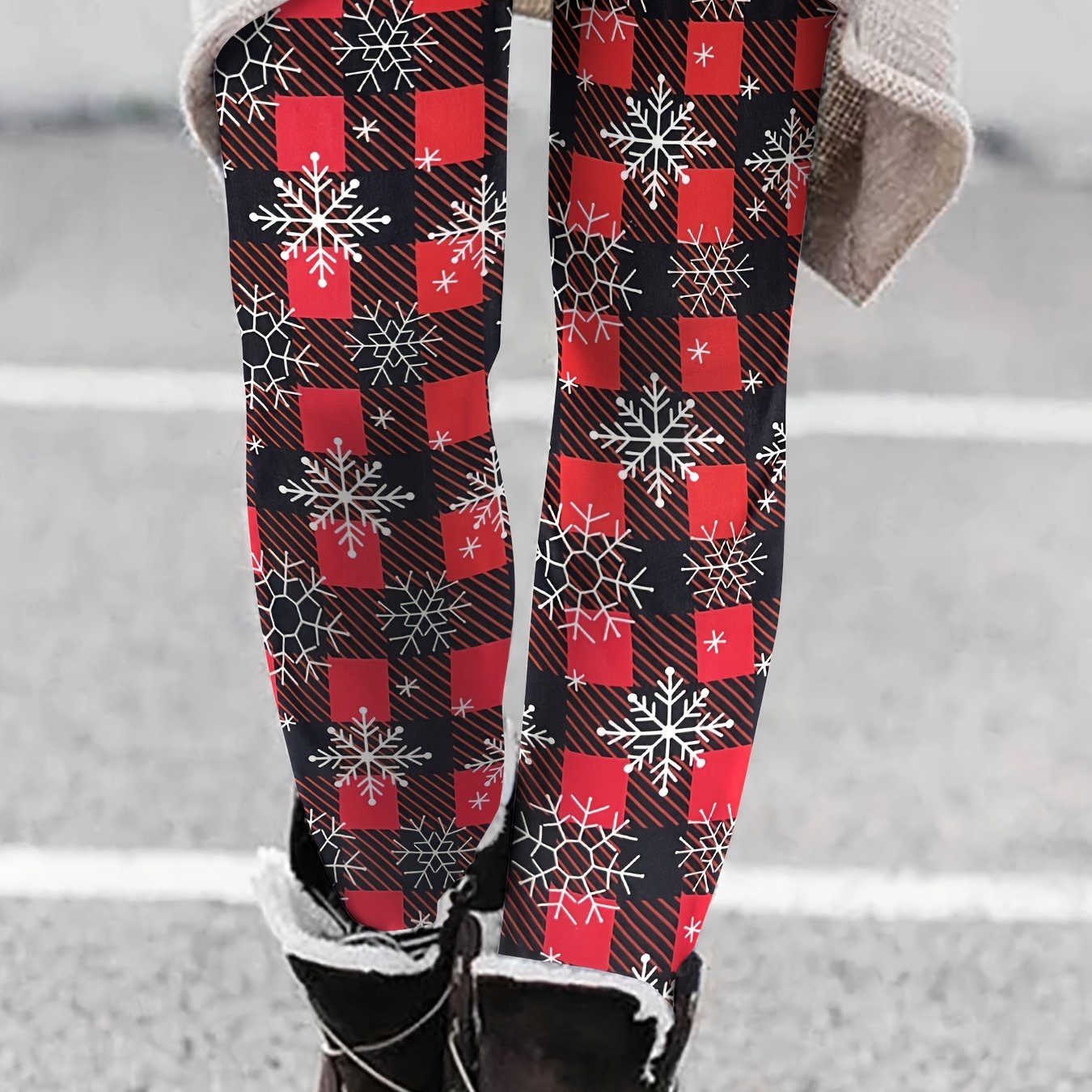  Snowflake Print High Stretch Leggings