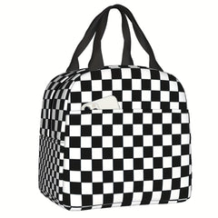 Chessboard & Plaid Print Insulated Lunch Bag
