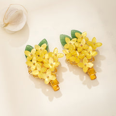 Osmanthus Flower Hair Clips Yellow Alloy Hanfu Chinese Style Hairclip Vintage