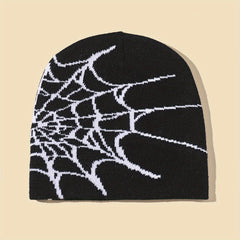 Men's Gothic Spider Web Jacquard Beanie Hat