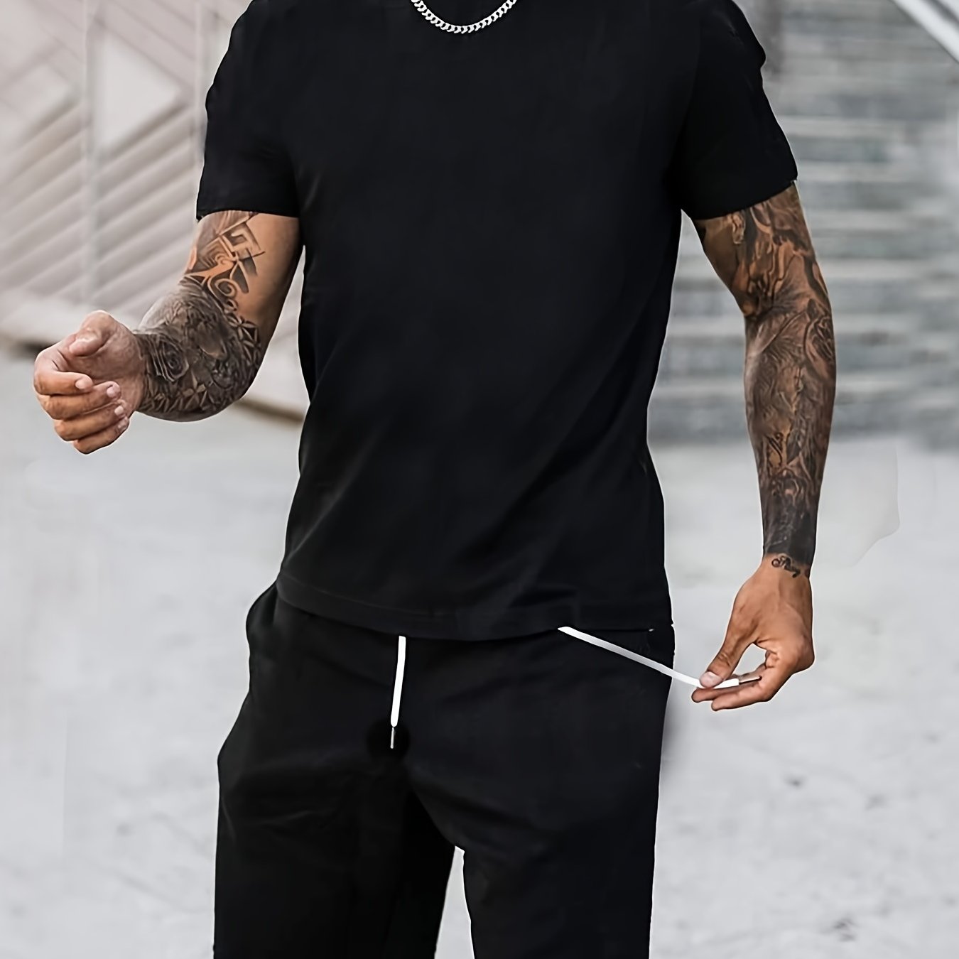 Casual Stretch Short Sleeve Crew Neck Graphic T-shirt for Men