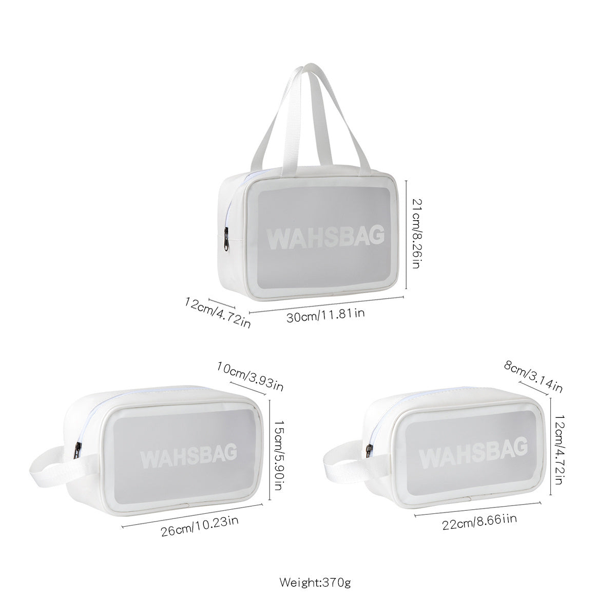 3pcs Transparent Letter Pattern Cosmetic Bags