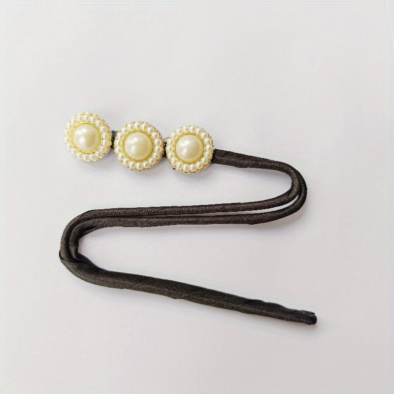 Flower & Pearl Hair Bun Maker Tie Wedding Hair Accessory