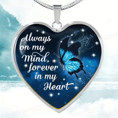 Heart Shaped Butterfly Pendant Necklace for Women