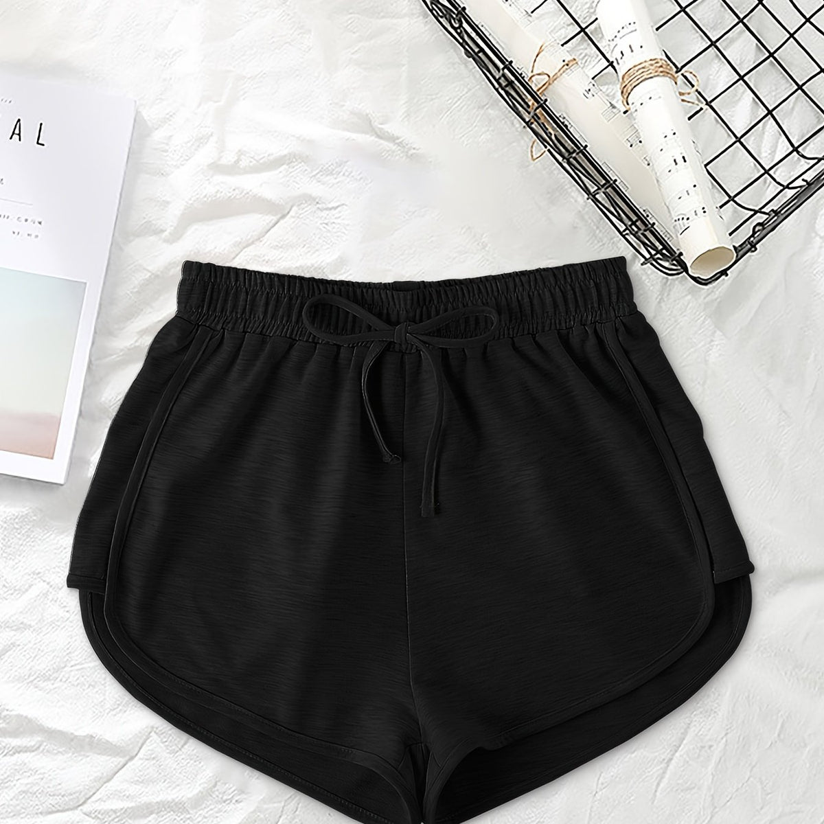 Lace Up Lounge Bottoms Soft Elastic Waistband Shorts Womens Loungewear