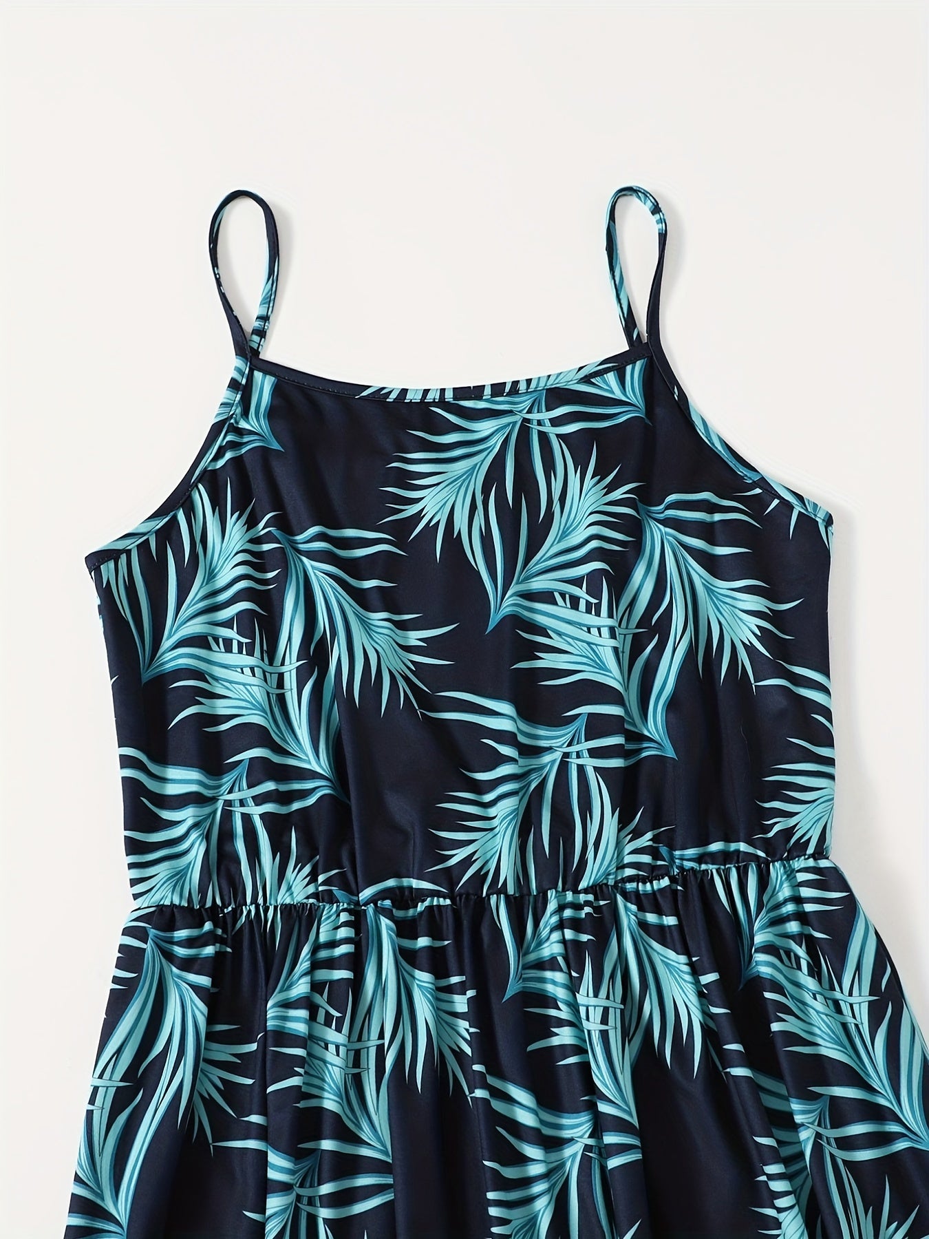Summer Graphic Suspender Swimsuits Set Mother Daughter Dress V Neck