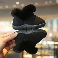 Girls' Furry Winter Boots Slip On Warm Plush Fleece Lining Durable PVC Sole