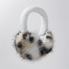 Women's Plush Ear Warmers Brown Fur Texture Foldable Stretchable Ear Muffs