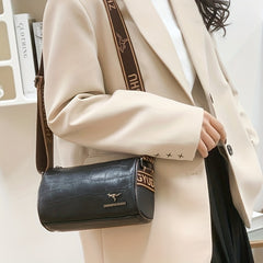Crocodile Crossbody Bag with Letter Strap and Zipper Closure