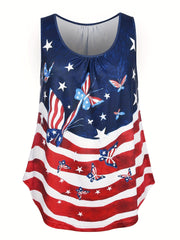  Independence Tank Top Women's Plus Flag Print
