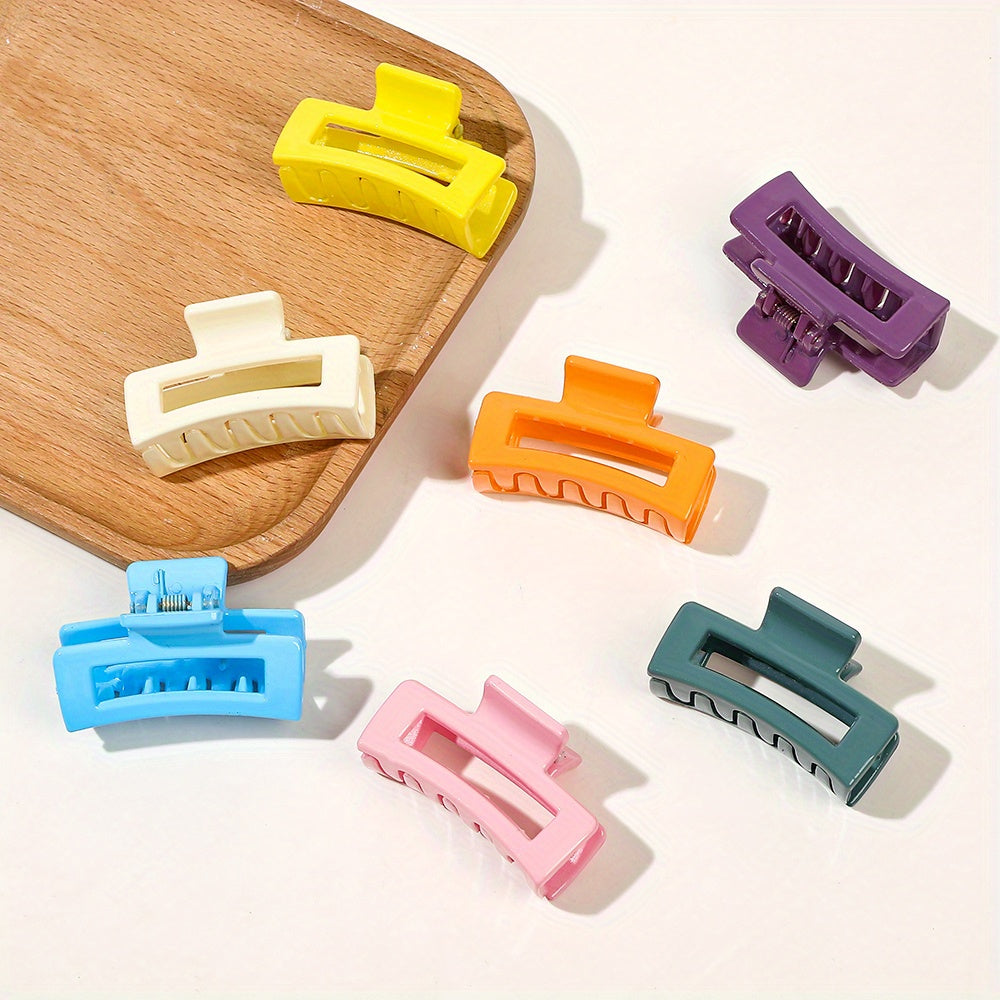 4pcs Frosted Square Hair Clips Hollow Hair Claw For Girls And Women