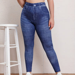  Denim Print High Rise Leggings