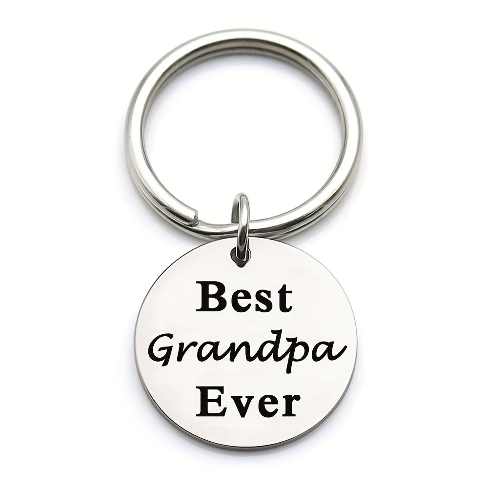 Family Stainless Steel Keyring Round Shape Keychain Father's Mother's Gift