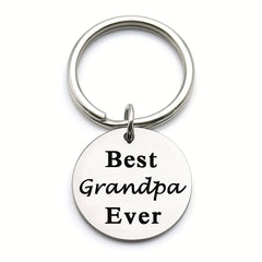 Family Stainless Steel Keyring Round Shape Keychain Father's Mother's Gift