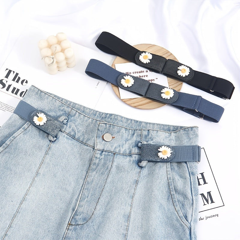 No Buckle Stretch Women's Belt Leather Belt Traceless Stretch Elastic