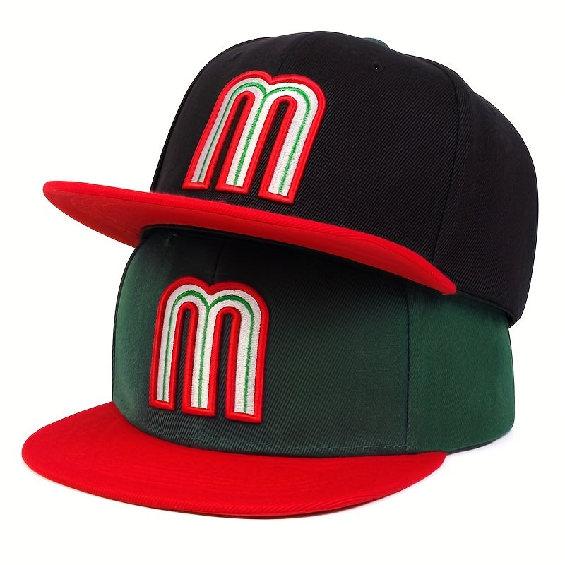 M Embroidery Snapback Hat Unisex Baseball Cap Block Sunshade Dad Hats