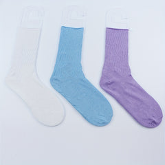 3 Pairs Solid Mid Tube Socks Women's Stockings