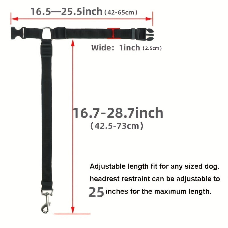 2 In 1 Pet Car Seat Belt Nylon Lead Leash Backseat Safety Belt Adjustable