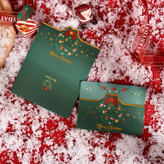 Golden Plated Christmas Greeting Card Floral Design
