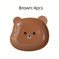 4pcs Bear Clear Plastic Plates for Parties