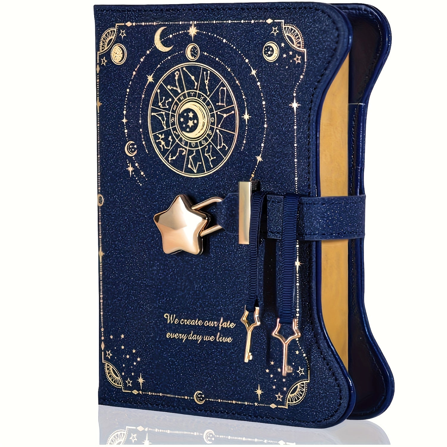 2pcs Zodiac Lock & Key Notebook B6 PU Leather Journal
