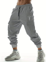 Faith Letter Print Cargo Joggers Men's Pants