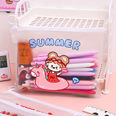 Girl Cartoon Pattern File Bag for School Office