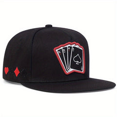 Unisex Sunshade Baseball Cap With PlayingCard Embroidery